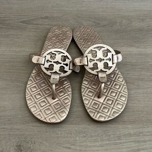 Tory Burch metallic rose gold, Miller sandals - size 8
